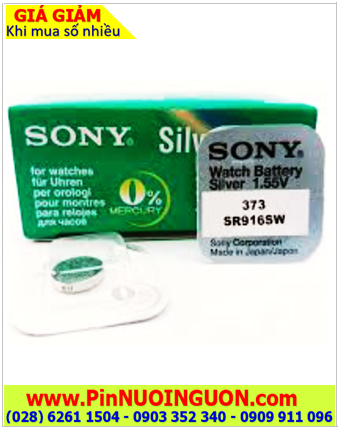Sony SR916SW _Pin 373; Pin đồng hồ đeo tay 1.55v SIlver Oxide Sony SR916SW _Pin 373 _Xuất xứ NHẬT (Loại vỉ 1viên)